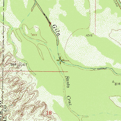 Topographic Map of Santa Cruz Wash, AZ