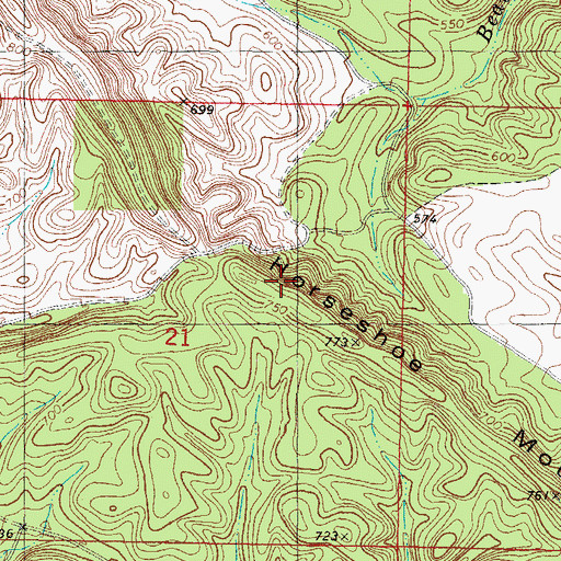 Topographic Map of Horseshoe Mountain, OK