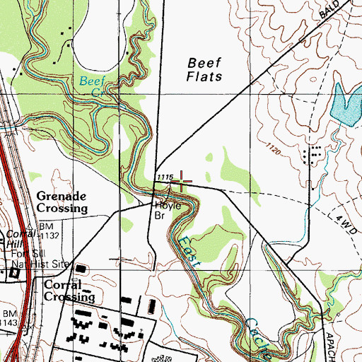 Topographic Map of Hoyle Bridge, OK