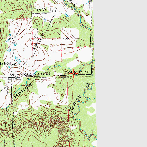 Topographic Map of Hudlow Hollow, OK
