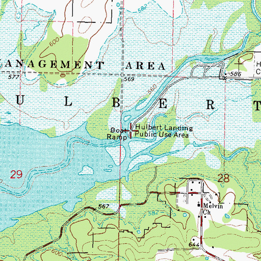 Topographic Map of Hulbert Landing Public Use Area, OK