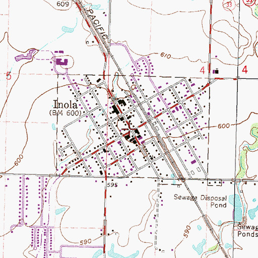 Topographic Map of Inola, OK