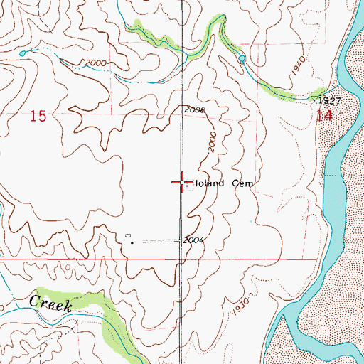 Topographic Map of Ioland Cemetery, OK
