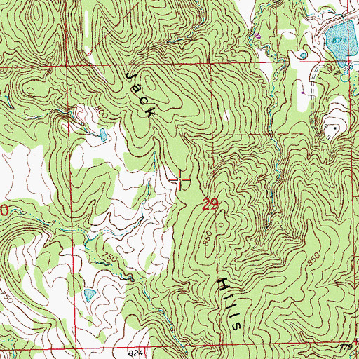 Topographic Map of Jack Hills, OK