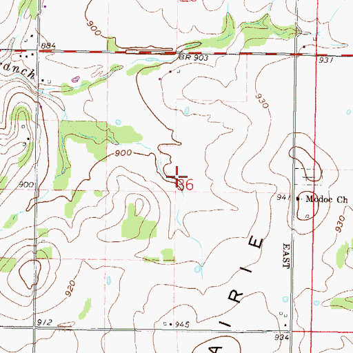 Topographic Map of Jackson Prairie, OK
