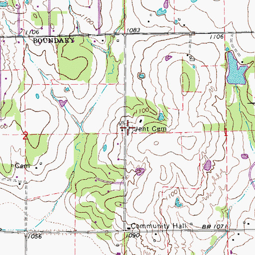Topographic Map of Jent Cemetery, OK