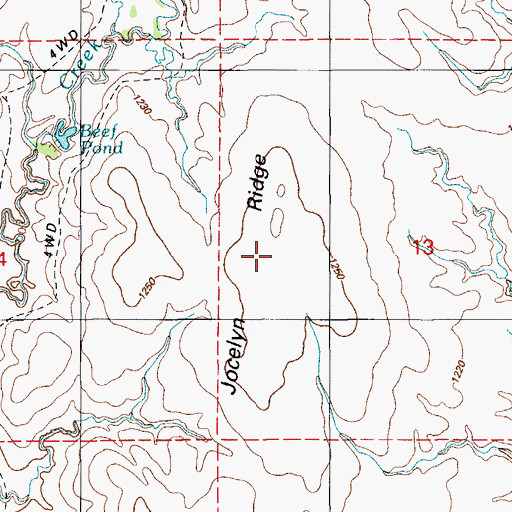Topographic Map of Jocelyn Ridge, OK