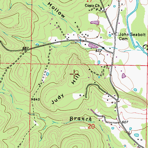 Topographic Map of Judy Hill, OK