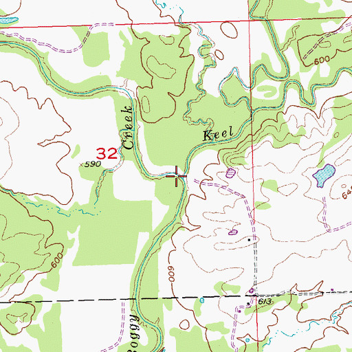 Topographic Map of Keel Creek, OK