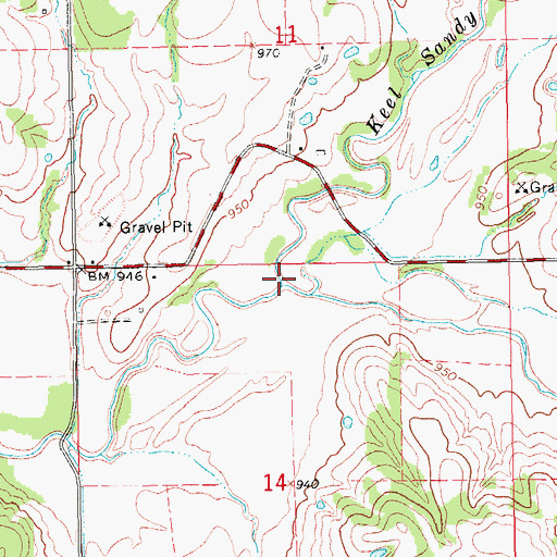 Topographic Map of Keel Sandy Creek, OK