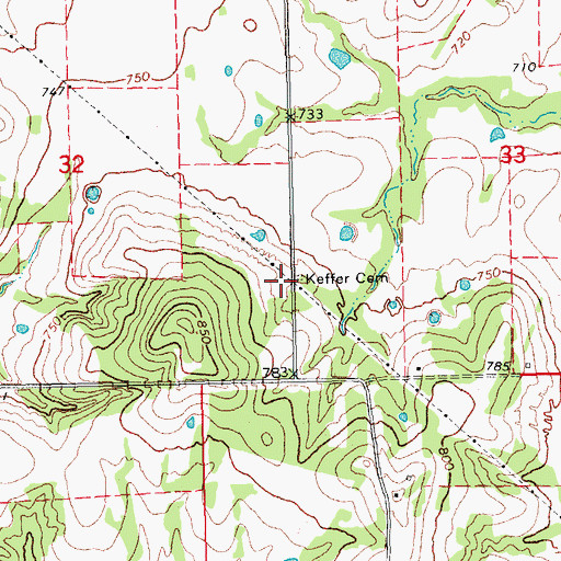 Topographic Map of Keffer Cemetery, OK