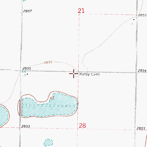 Topographic Map of Kirby Cemetery, OK