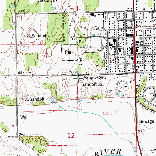 Topographic Map of Knipe Cemetery, OK