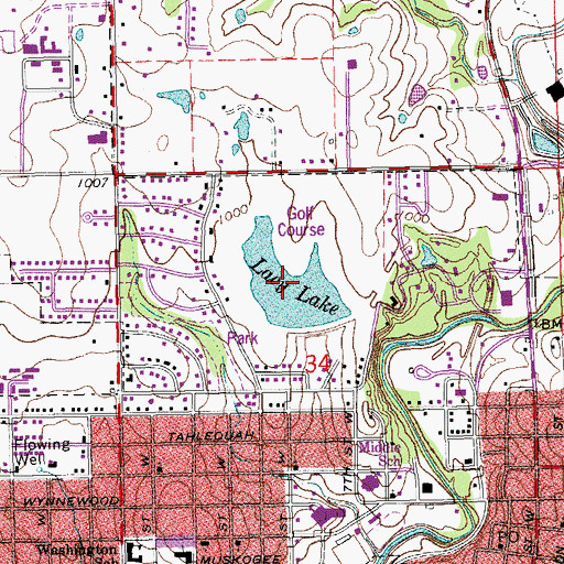 Topographic Map of Lacy Lake, OK