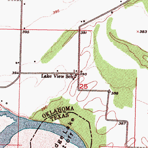 Topographic Map of Lake View School, OK