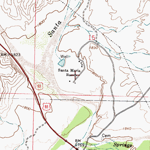 Topographic Map of Santa Maria Ranch, AZ