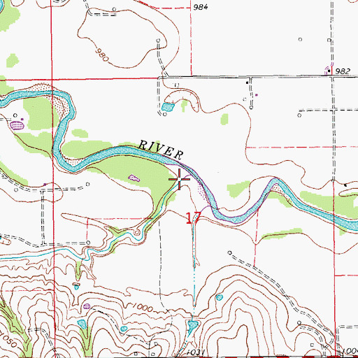 Topographic Map of Larimore Creek, OK