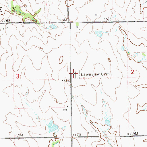 Topographic Map of Lawnview Cemetery, OK