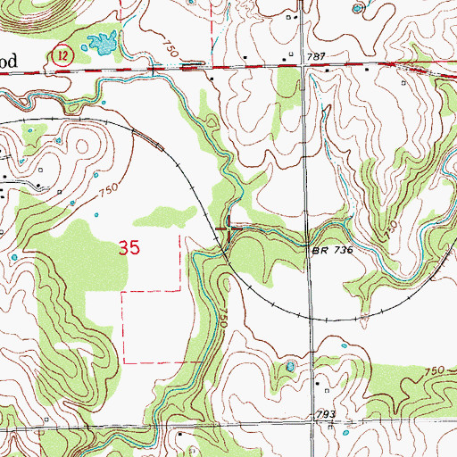 Topographic Map of Leader Creek, OK