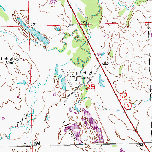 Topographic Map of Lehigh Cemetery, OK