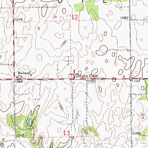 Topographic Map of Lincoln Cemetery, OK