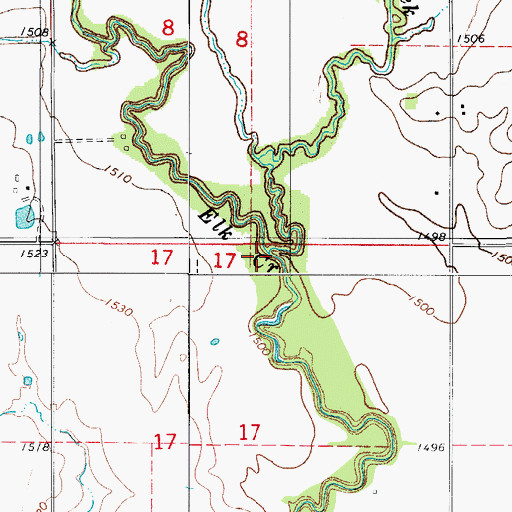 Topographic Map of Little Elk Creek, OK