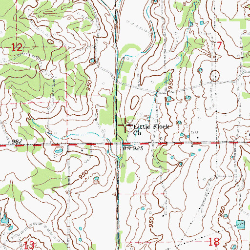 Topographic Map of Little Flock Church, OK
