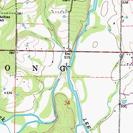 Topographic Map of Little Lee Creek, OK