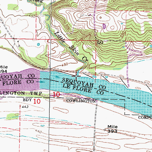 Topographic Map of Little Skin Creek, OK