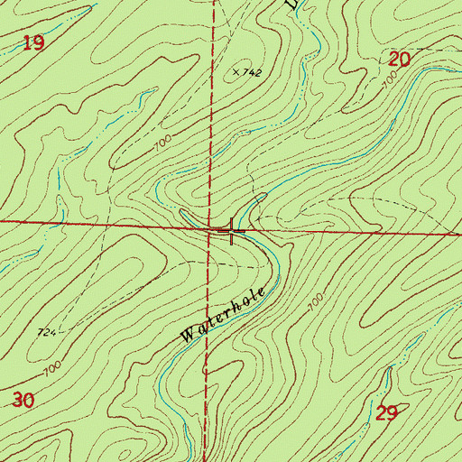 Topographic Map of Little Waterhole Creek, OK