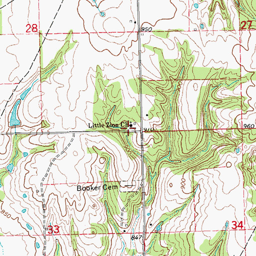 Topographic Map of Little Zion Church, OK
