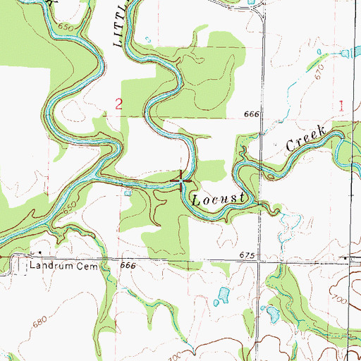 Topographic Map of Locust Creek, OK