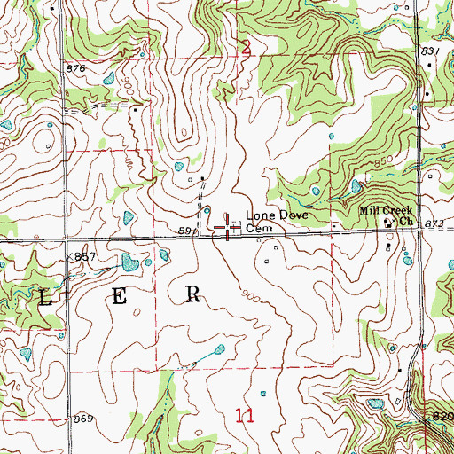 Topographic Map of Lone Dove Cemetery, OK
