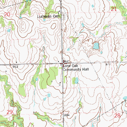 Topographic Map of Lone Oak Community Hall, OK