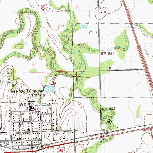Topographic Map of Long Branch, OK
