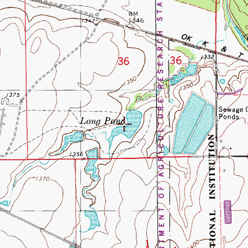 Topographic Map of Long Pond, OK