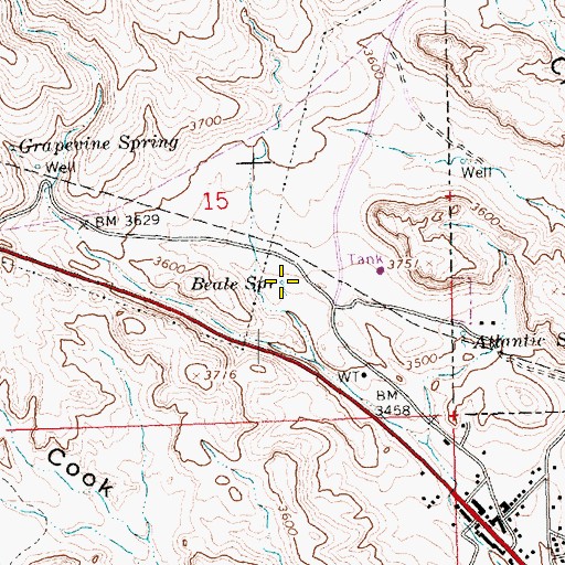 Topographic Map of Beale Spring, AZ
