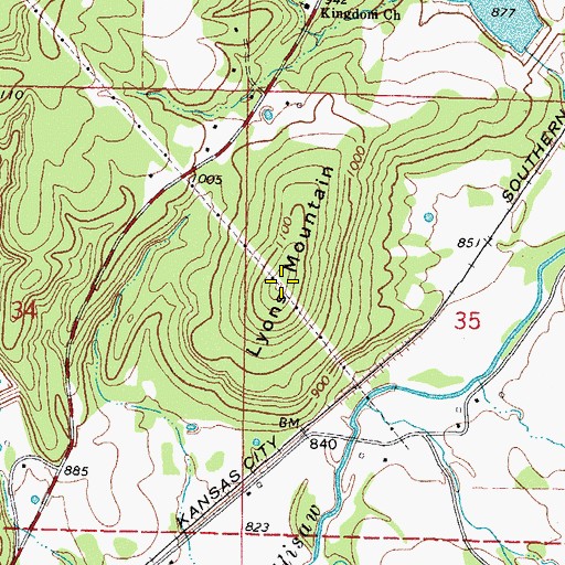 Topographic Map of Lyons Mountain, OK