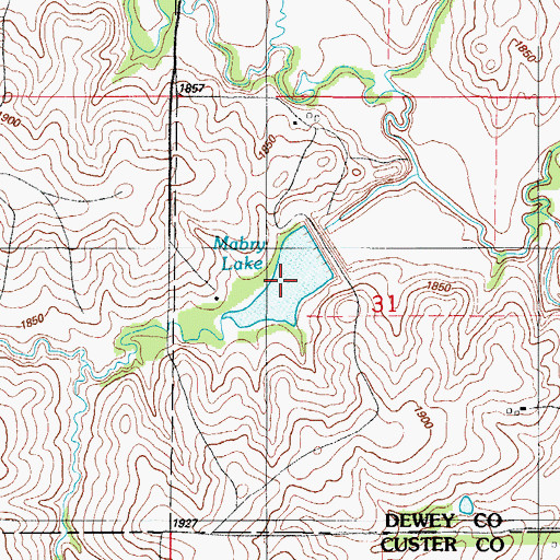 Topographic Map of Mabry Lake, OK