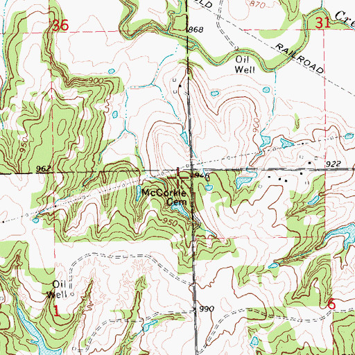 Topographic Map of McCorkle Cemetery, OK