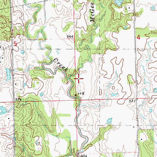 Topographic Map of McGee Creek, OK