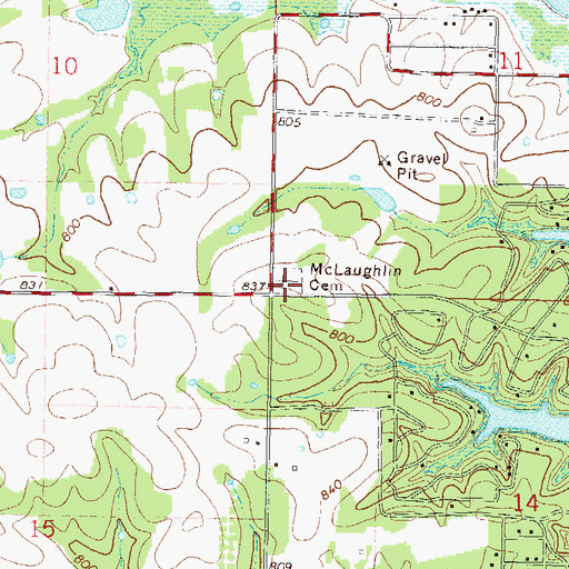Topographic Map of McLaughlin Cemetery, OK