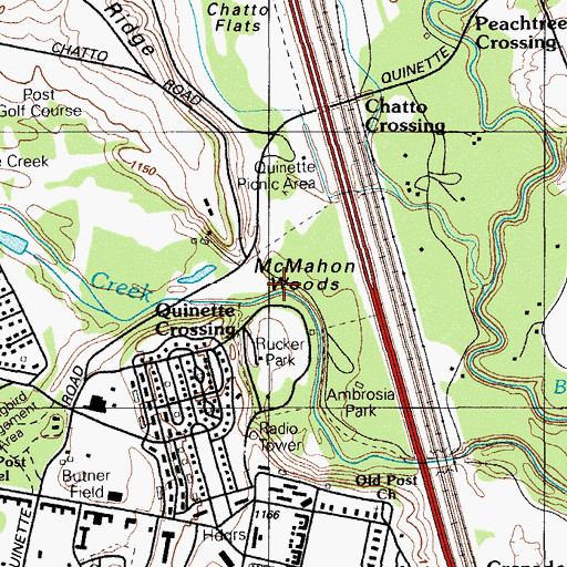 Topographic Map of McMahon Woods, OK