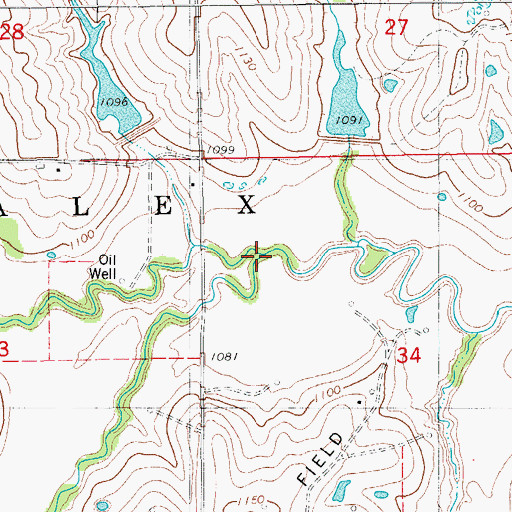 Topographic Map of Middle Roaring Creek, OK
