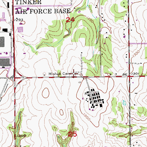 Topographic Map of Clearsprings Mishak Cemetery, OK