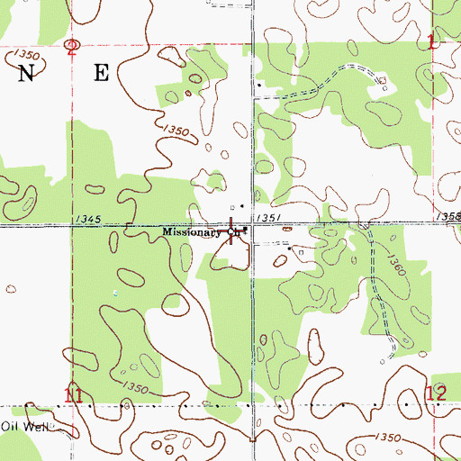 Topographic Map of Missionary Church, OK