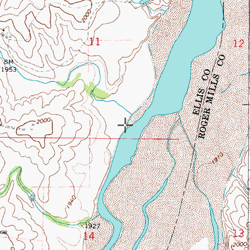 Topographic Map of Mott Creek, OK