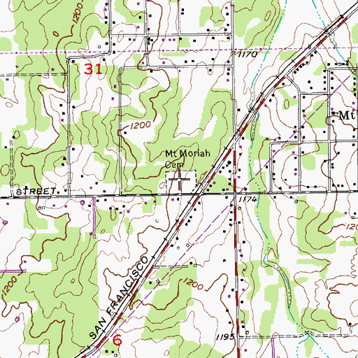 Topographic Map of Oaklawn Memorial Gardens, OK