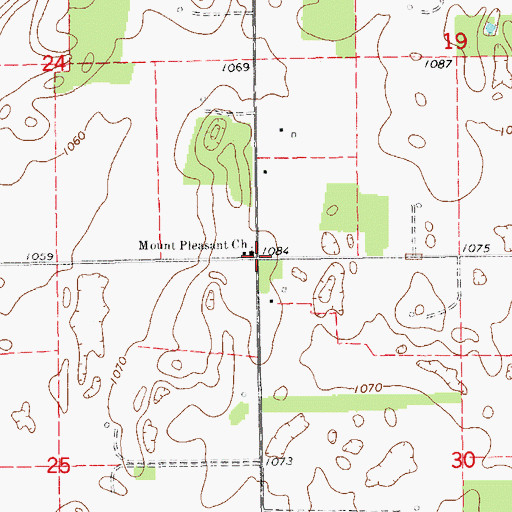 Topographic Map of Mount Pleasant Church, OK