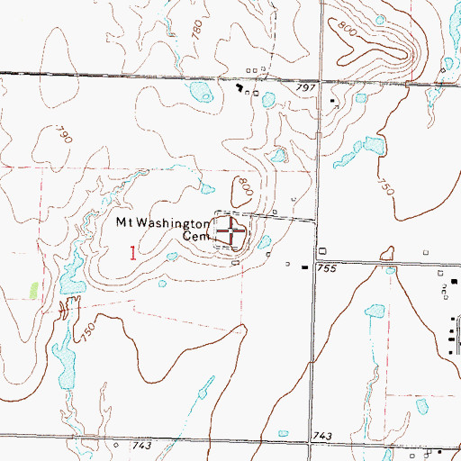 Topographic Map of Mount Washington Cemetery, OK